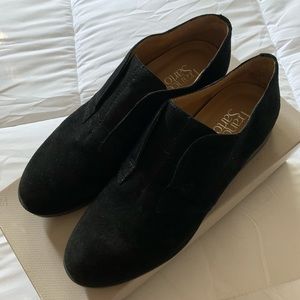 New Franco Sarto Lucille Suede Loafers 7.5M Black